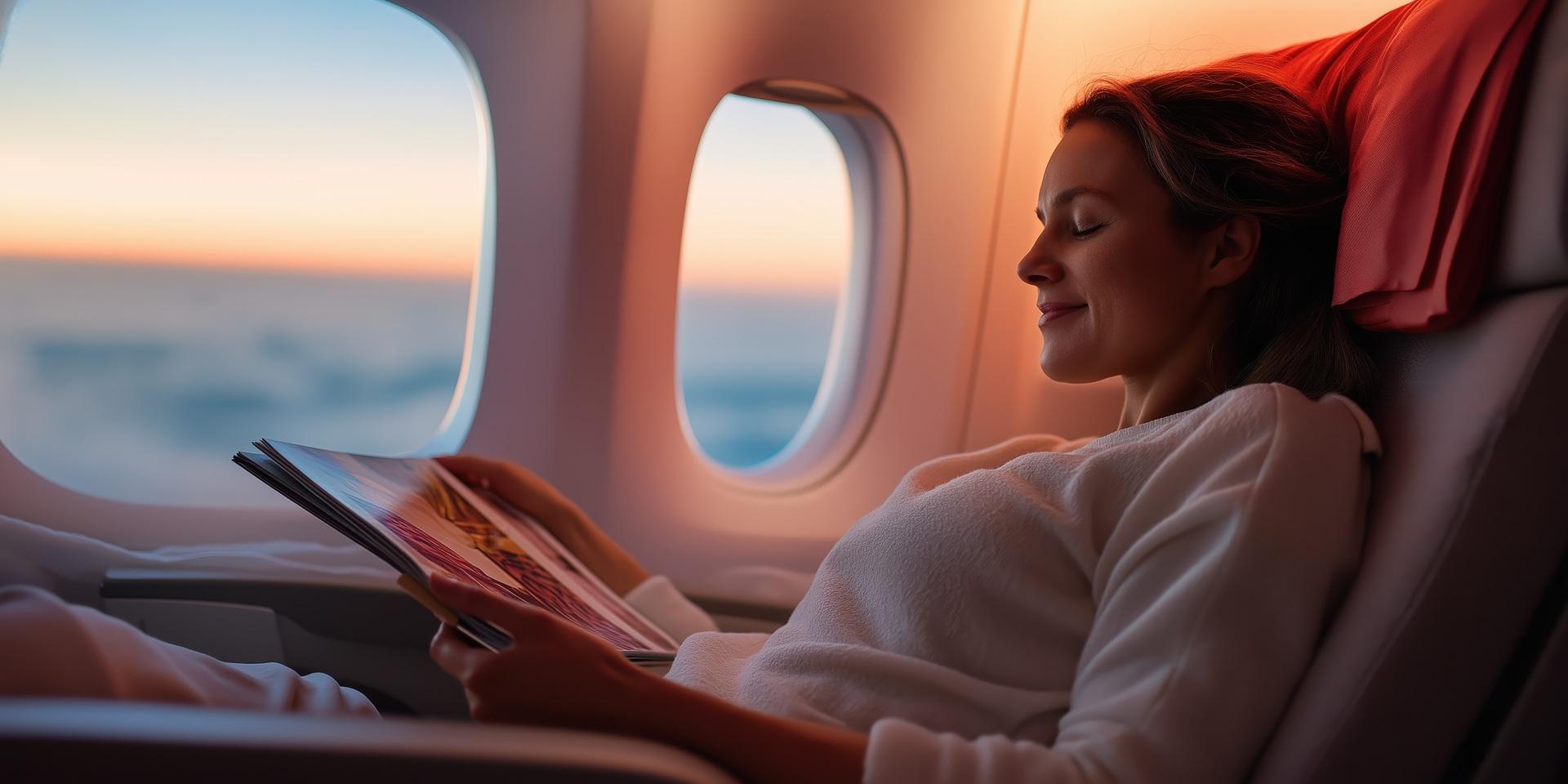 Erholsamer Moment im Flugzeug | Salbe mit Bienengift