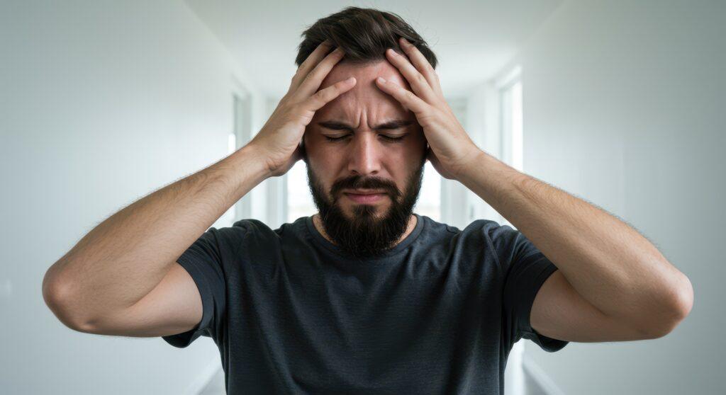Mann mit Stresssymptomen | Alltagsbegleiter Ausbildung