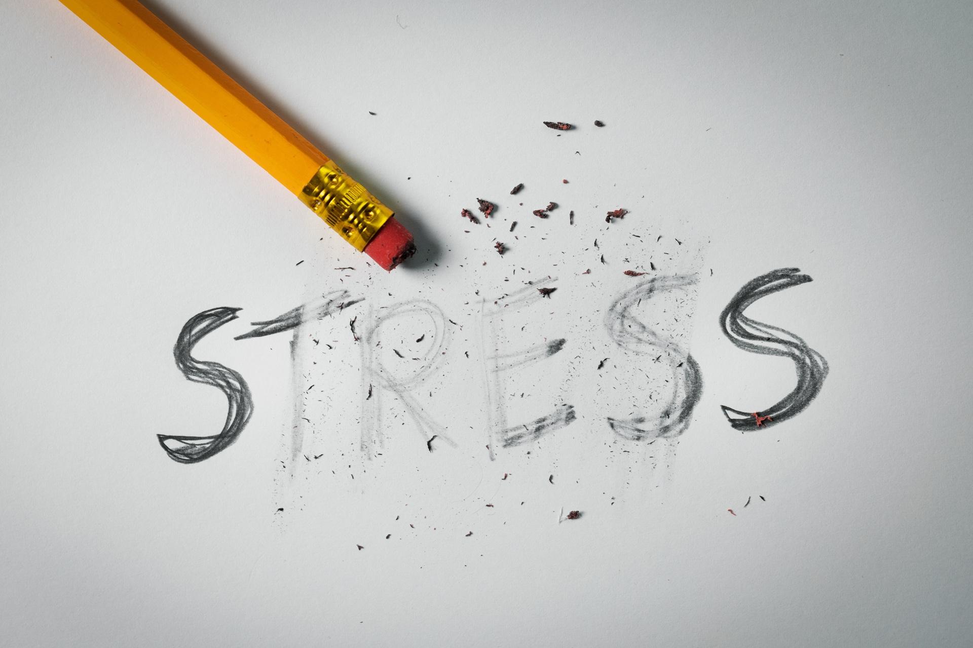 Wort Stress wird ausradiert | Alltagsbegleiter Ausbildung